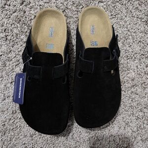 Birkenstock Black Suede Slip-Ons
